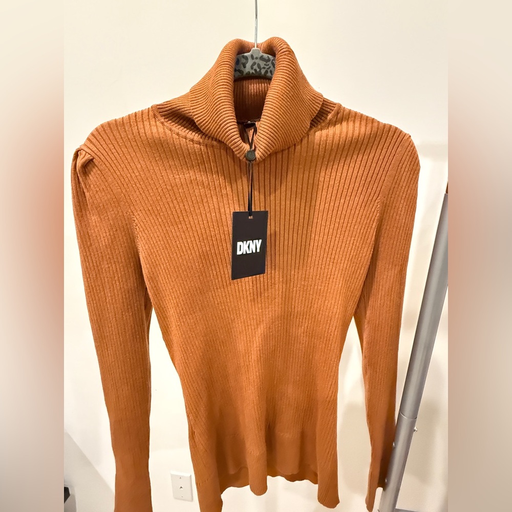 DKNY Warm Orange Ribbed Sweater